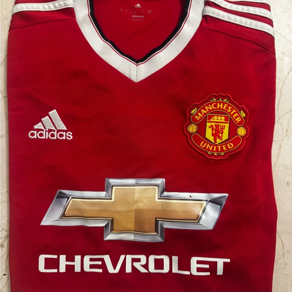 RARE ⚽️ Manchester United Adidas Red Climacool Soccer Jersey Mens Medium